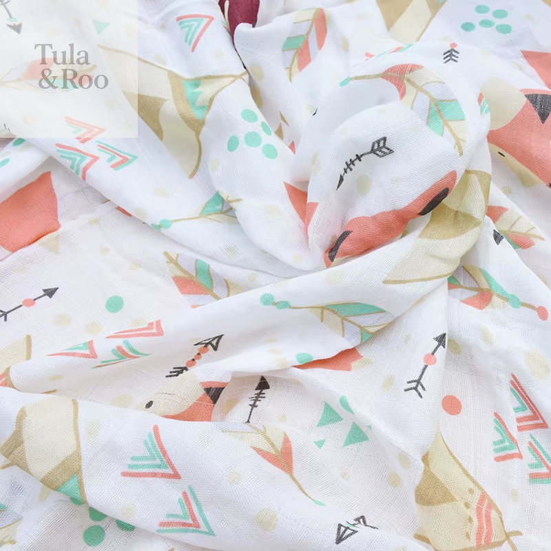 Bamboo Cotton Muslin Baby Swaddle Blanket and Multi-Use Gauze Wrap, Feeding Scarf, Burp Cloth, and Bath Towel 